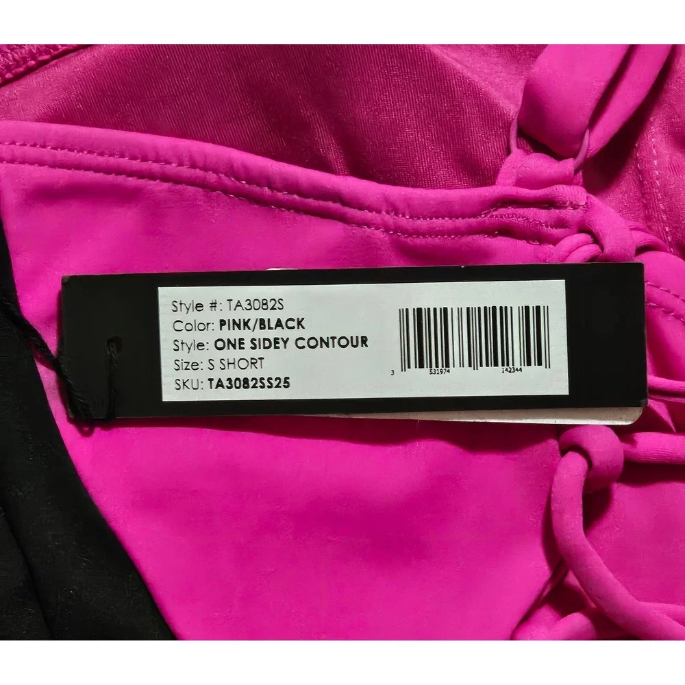 TA3‎ Swim One Sidey Contour One Shoulder Swimsuit Pink Black Small Short TA3082S